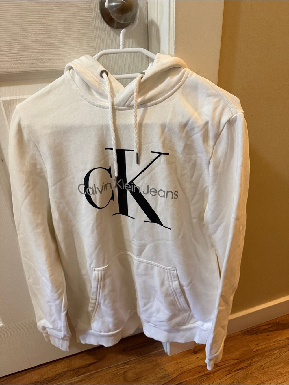 Calvin Klein Jeans White Hoodie with Black CK Logo